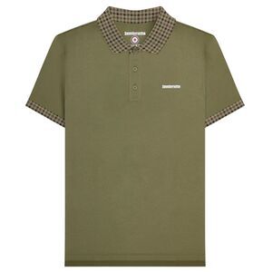 Lambretta Mens SS25 Gingham Polo Shirt / Khaki Green